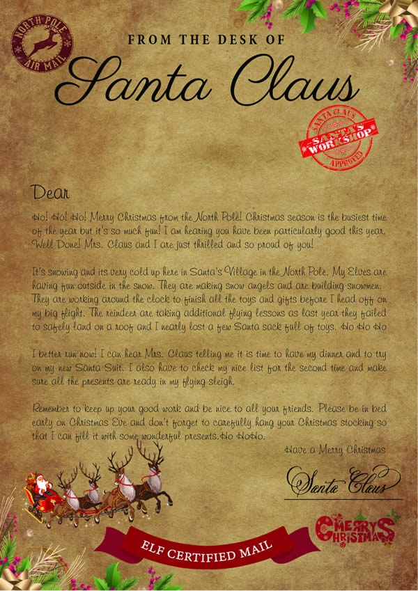 Dear Santa Letter Design B – Dear Santa